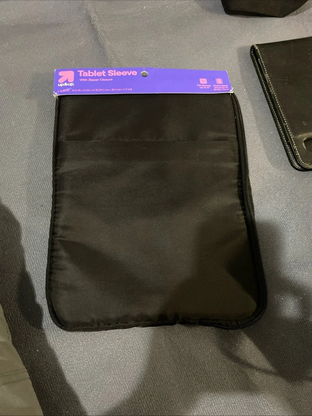 Up & Up Tablet Sleeve 12X9.5X0.5 Inch Zipper Closure Elastic Band Black Case